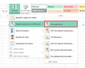 ᐅ Condicionales en Excel Reglas superior e inferior MANUALES TECH