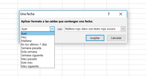 Aplicar formato condicional con fechas en Excel