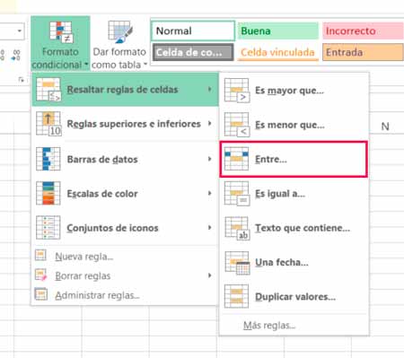 Aplicar formatos condicionales en Excel