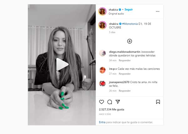 Captura Instagram Shakira