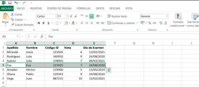 Cómo insertar una fila en Excel