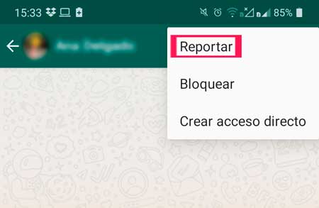Cómo reportar en Whatsapp