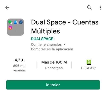 Dual Space aplicación Android