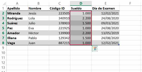 Realizar función suma en Excel