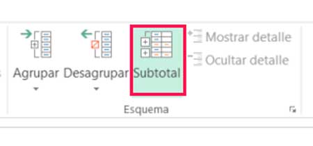 Realizar subtotales en Excel